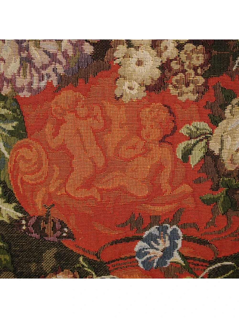 Vtg French Heavyweight Floral Home Décor Woven Tapestry Urn with Flowers 38x25.5